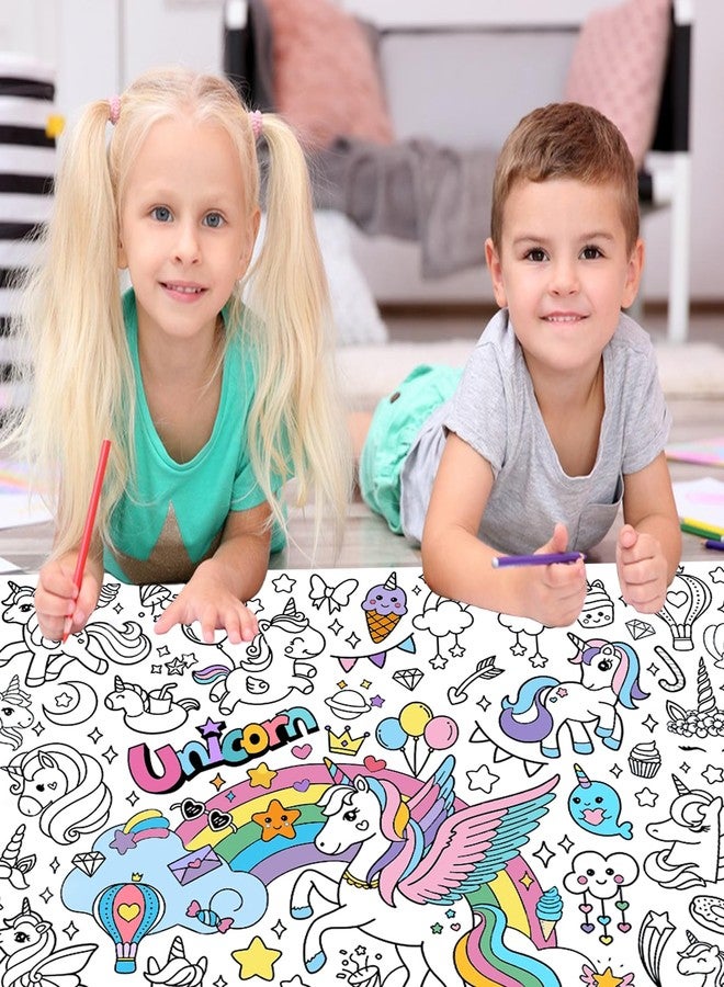 Leezead Giant Unicorn Coloring Tablecloth & Poster - Unicorn Party Table Cover with Coloring Paper for School, Classroom, Family Activity & Birthday Party Supplies - Image 4
